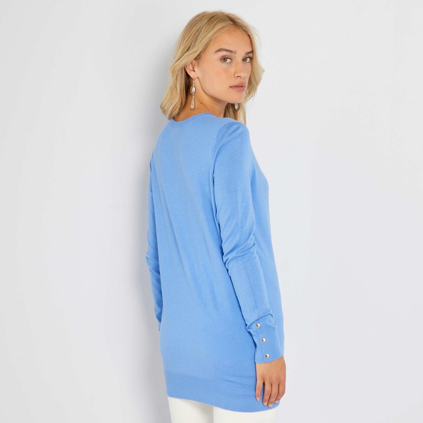 Pull fin en maille douce Bleu