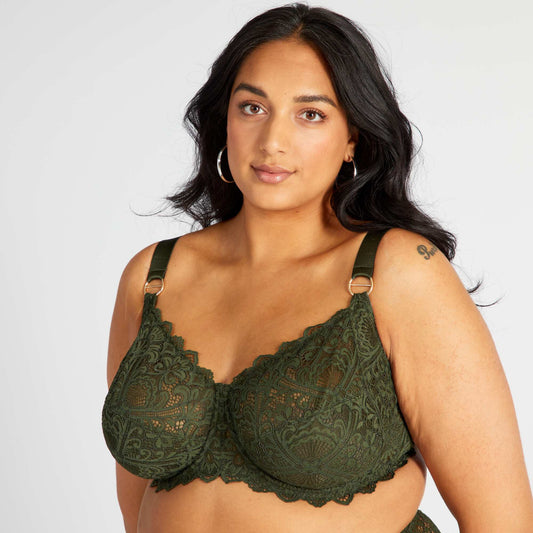 Soutien-gorge corbeille en dentelle Vert sapin