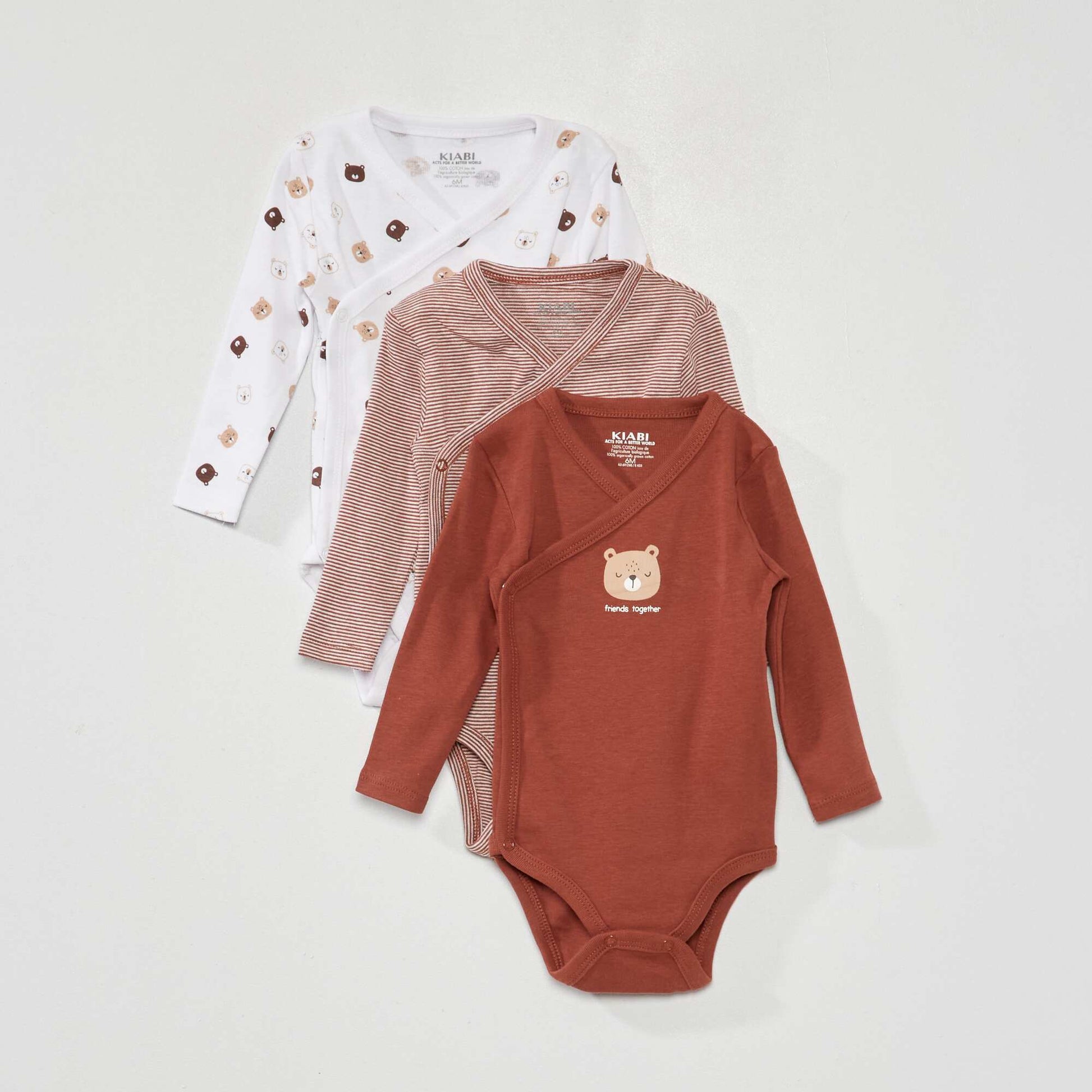 Lot de 3 bodies en jersey - 3 pi ces Marron