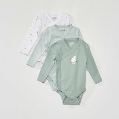 Lot de 3 bodies en maille jersey - 3 pi ces Blanc/vert