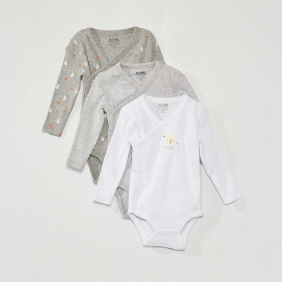 Lot de 3 bodies en jersey - 3 pi ces Blanc/gris