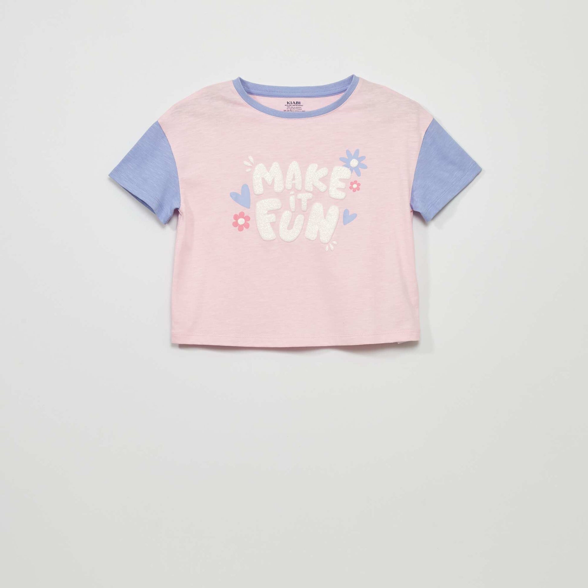 T-shirt fantaisie col rond Rose