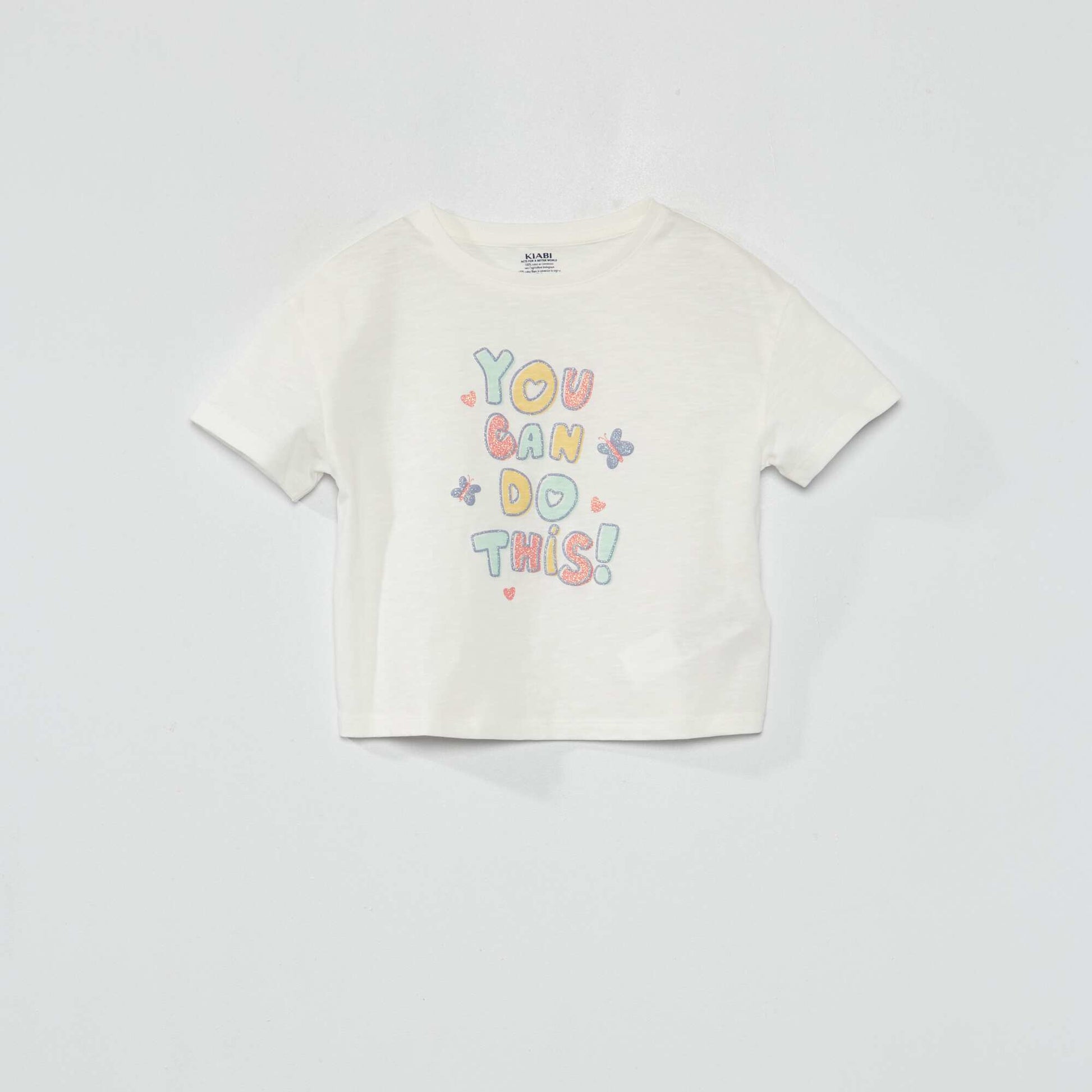 T-shirt fantaisie col rond Blanc
