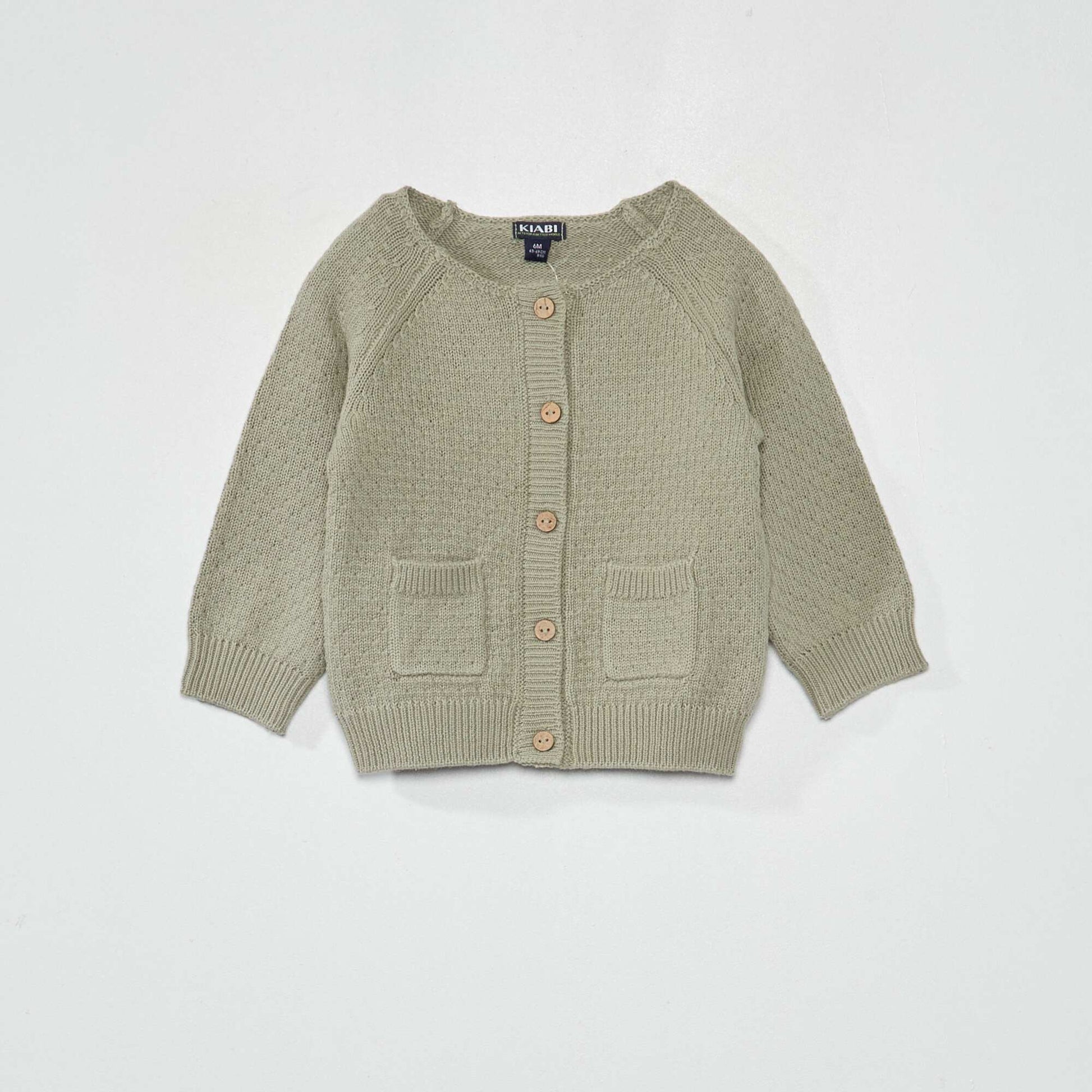 Gilet en tricot avec point fantaisie Vert gris