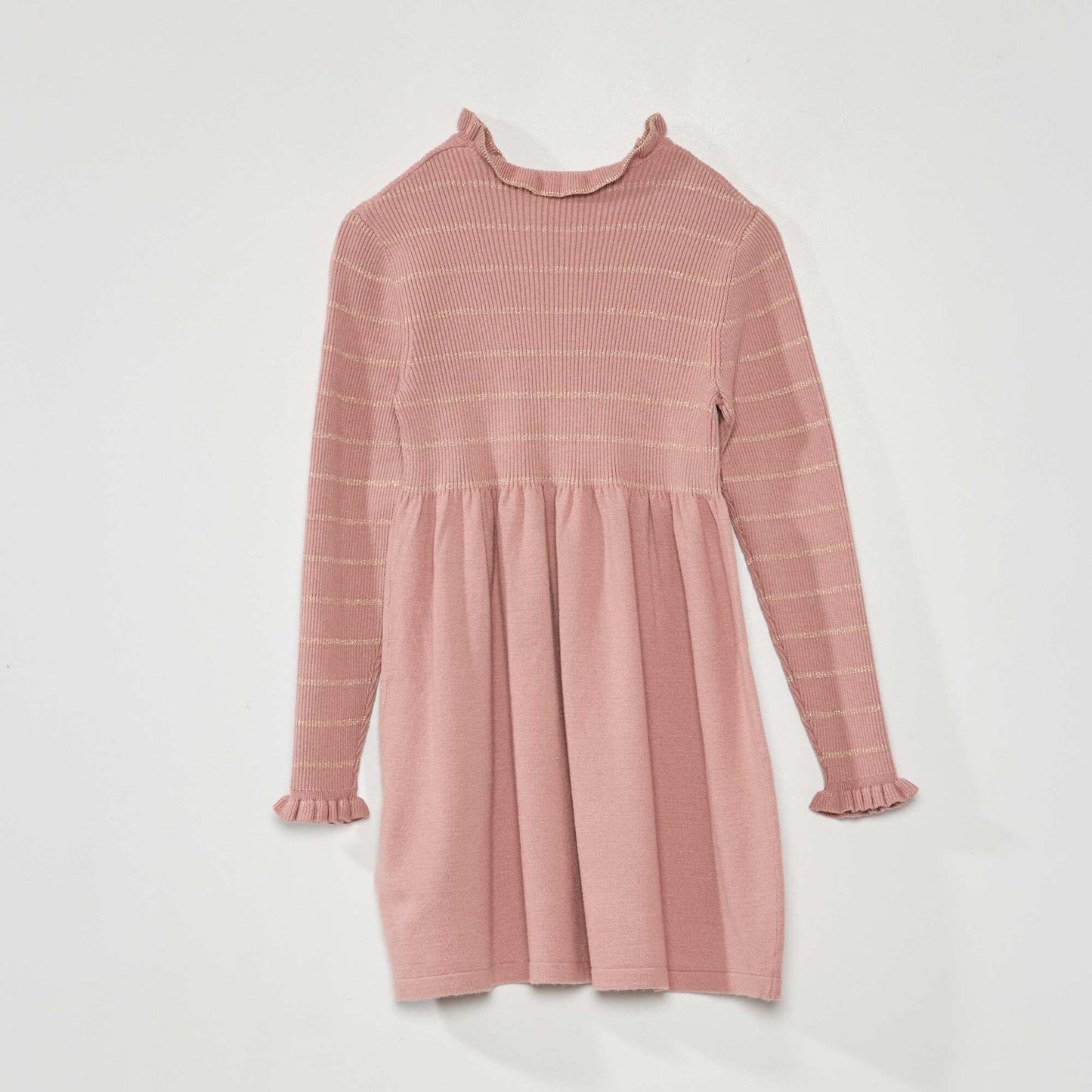 Robe pull à rayures Rose