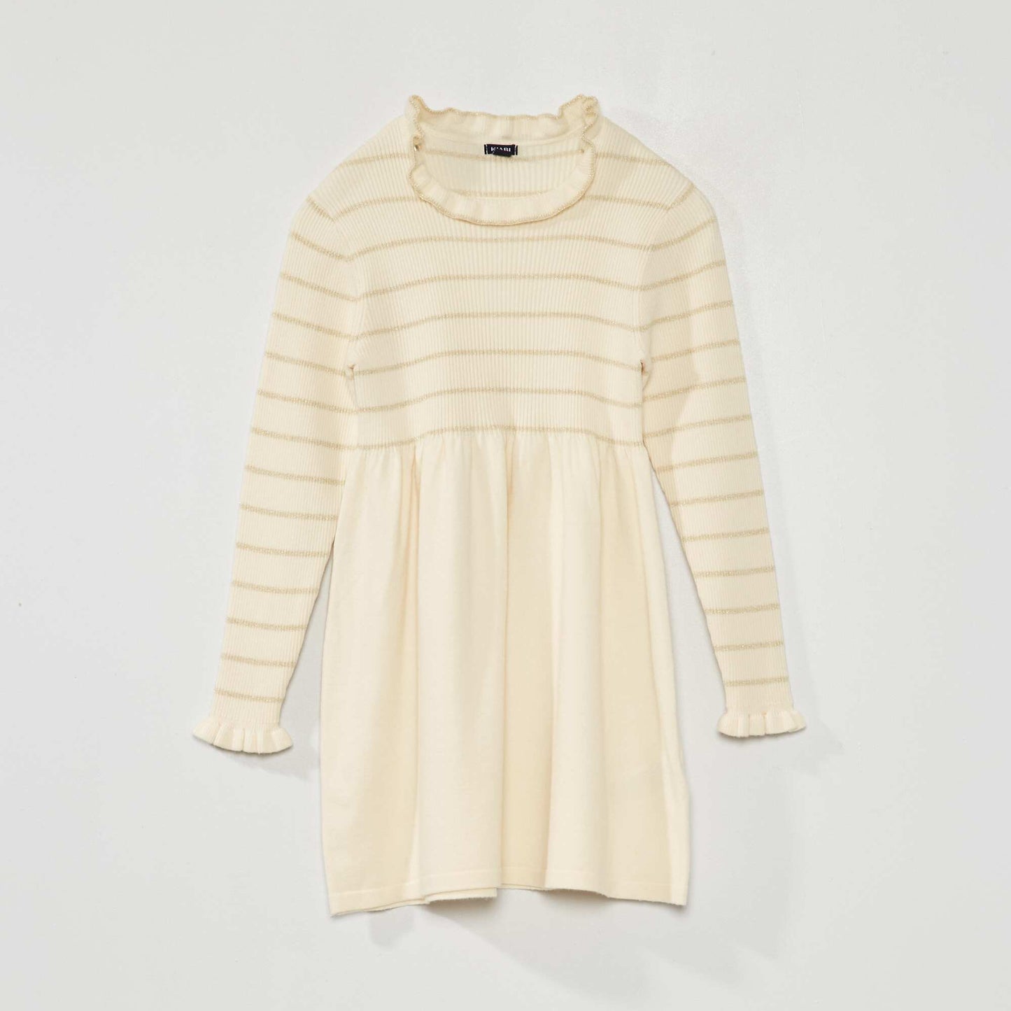 Robe pull rayures Beige