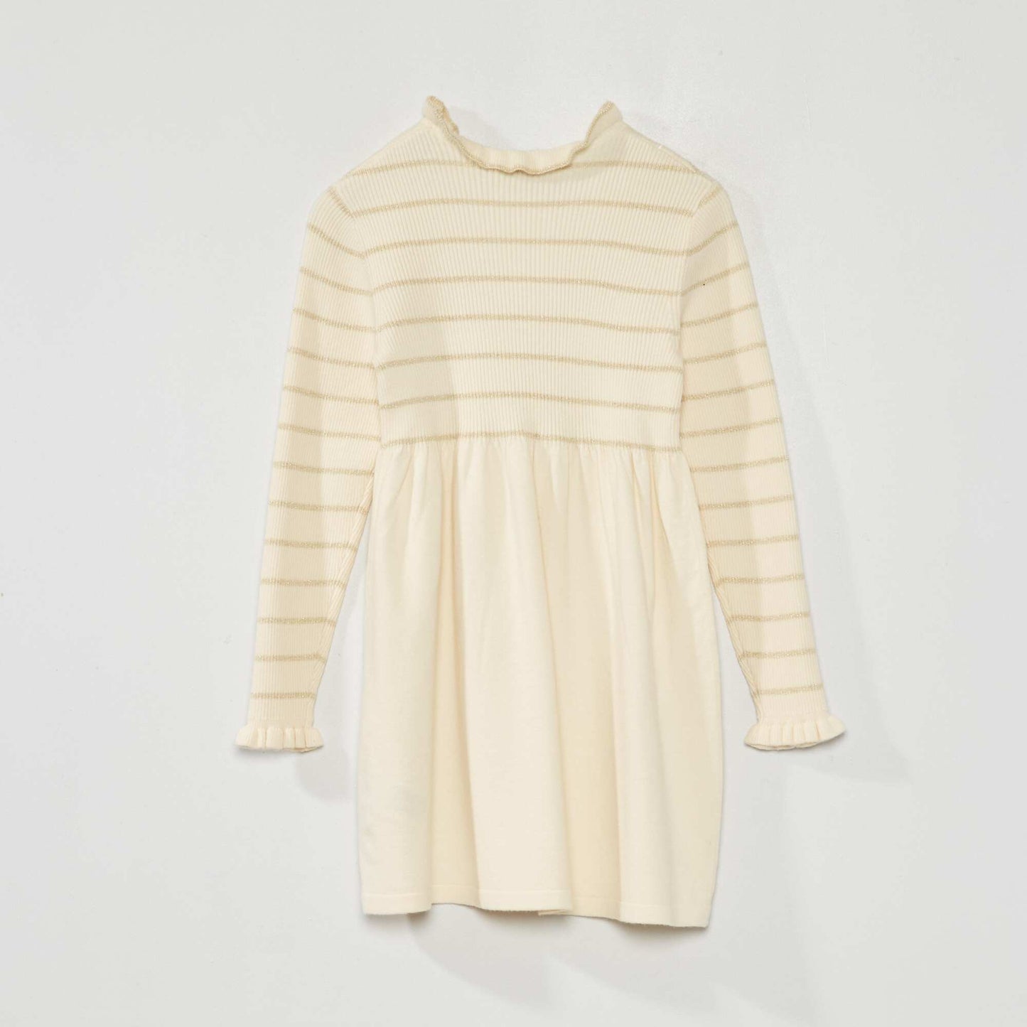 Robe pull rayures Beige