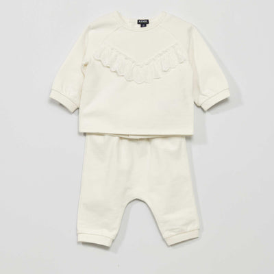 Ensemble jogging en molleton - 2 pi ces blanc