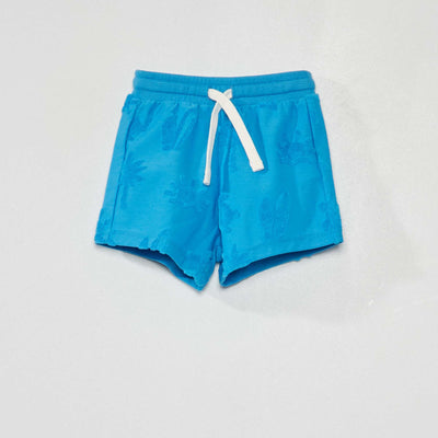 Short en jersey avec motif en maille bouclette Bleu