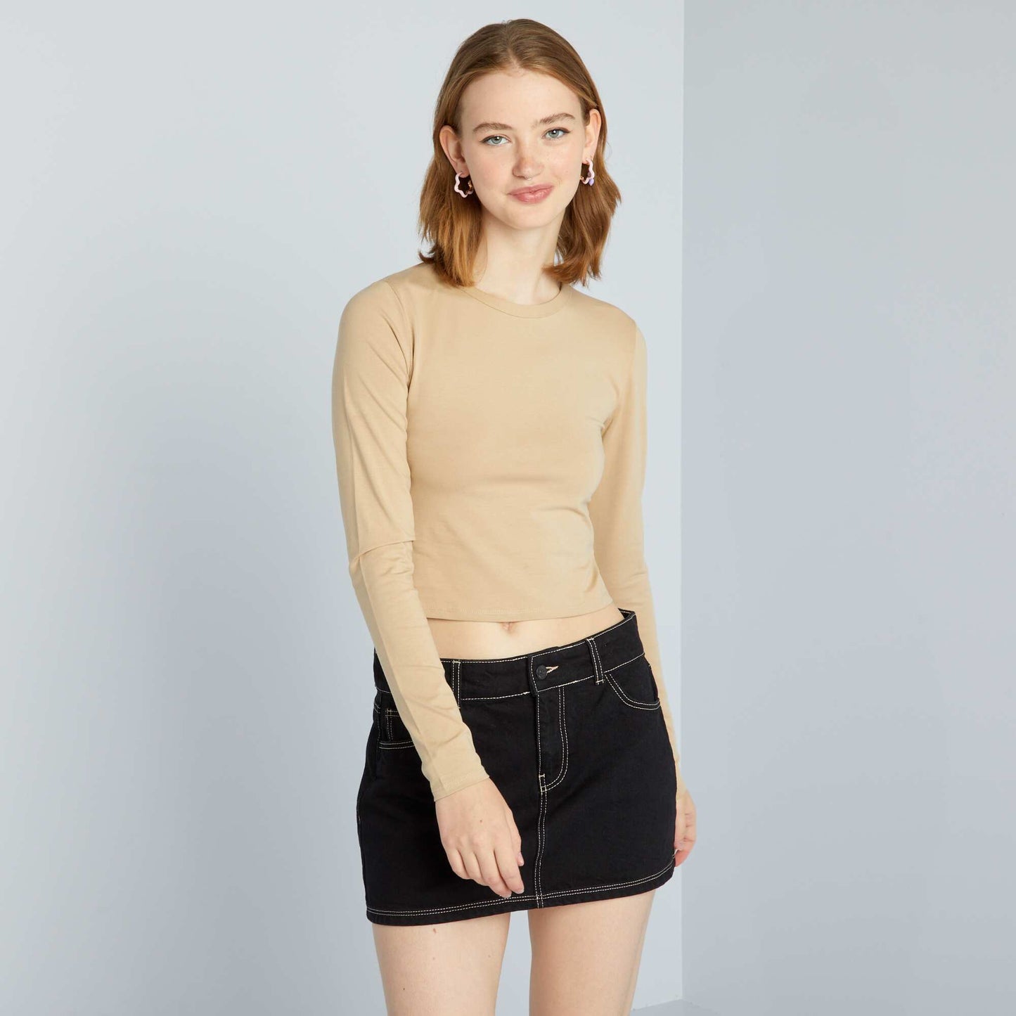 T-shirt cropped Beige