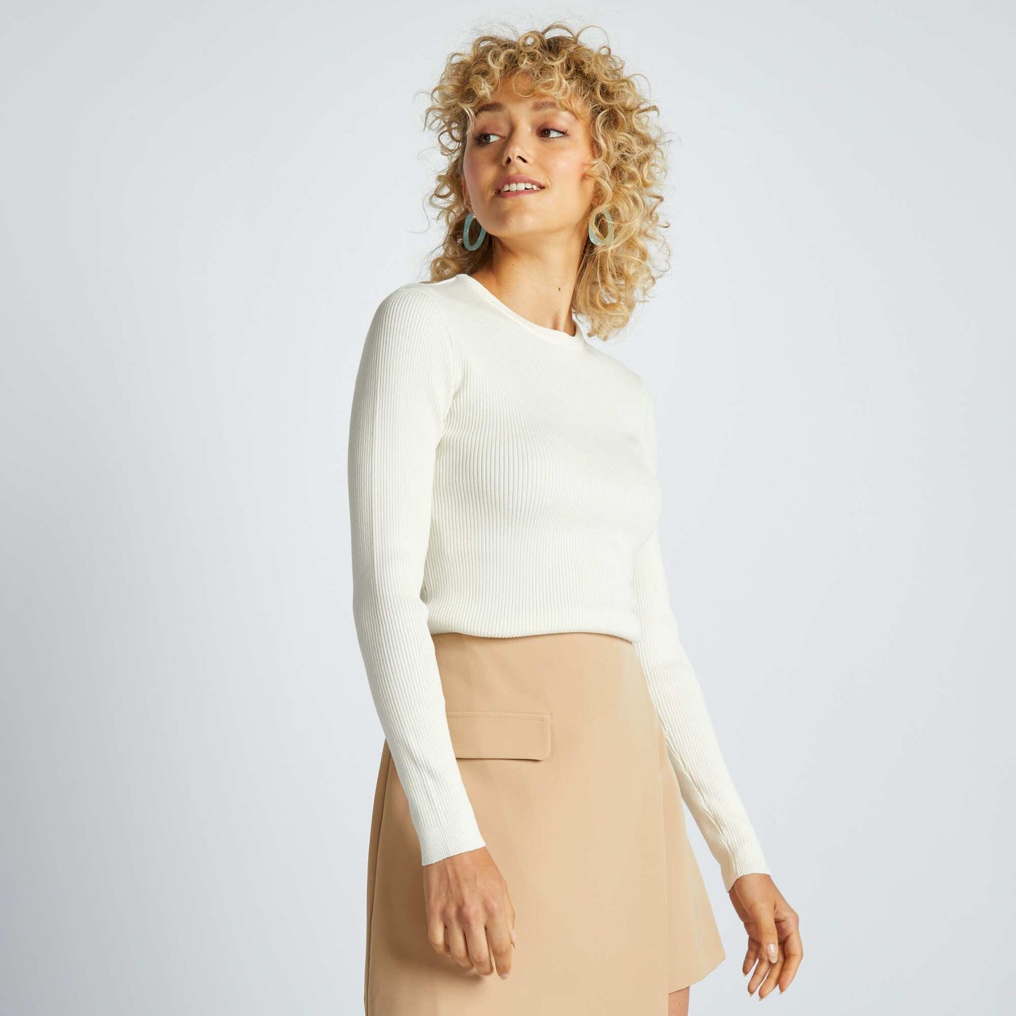 Pull en maille c tel e Blanc cass