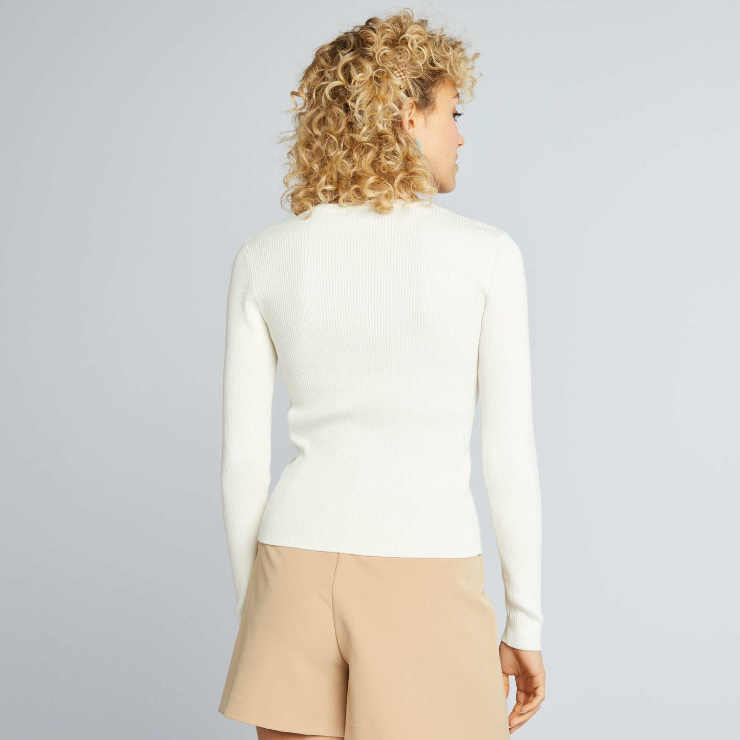 Pull en maille c tel e Blanc cass