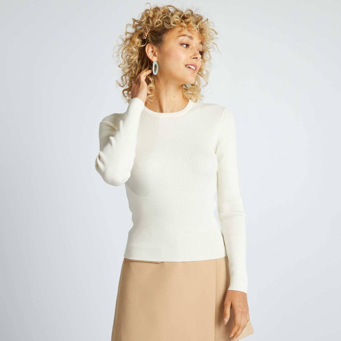 Pull en maille c tel e Blanc cass