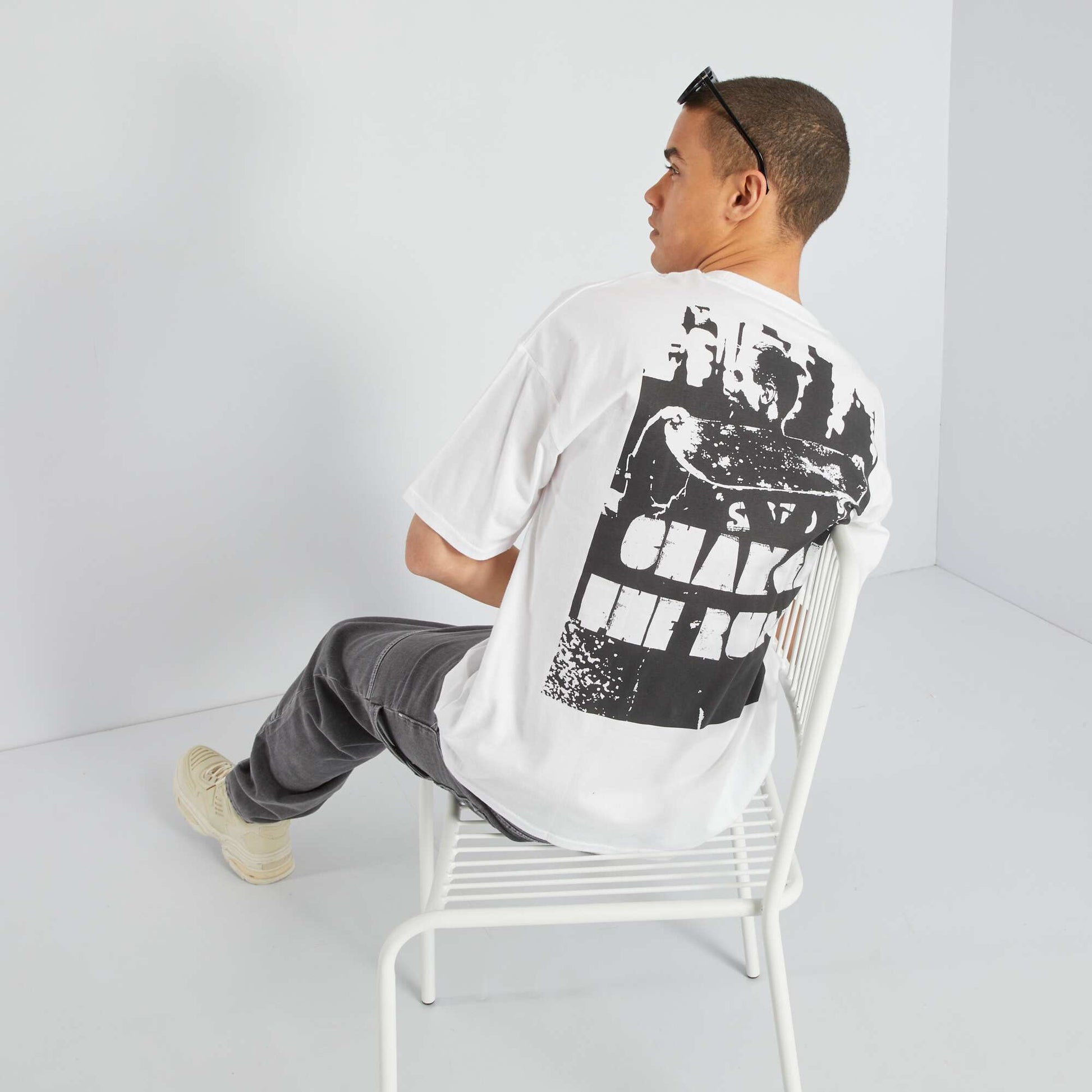 T-shirt manches courtes imprim Blanc