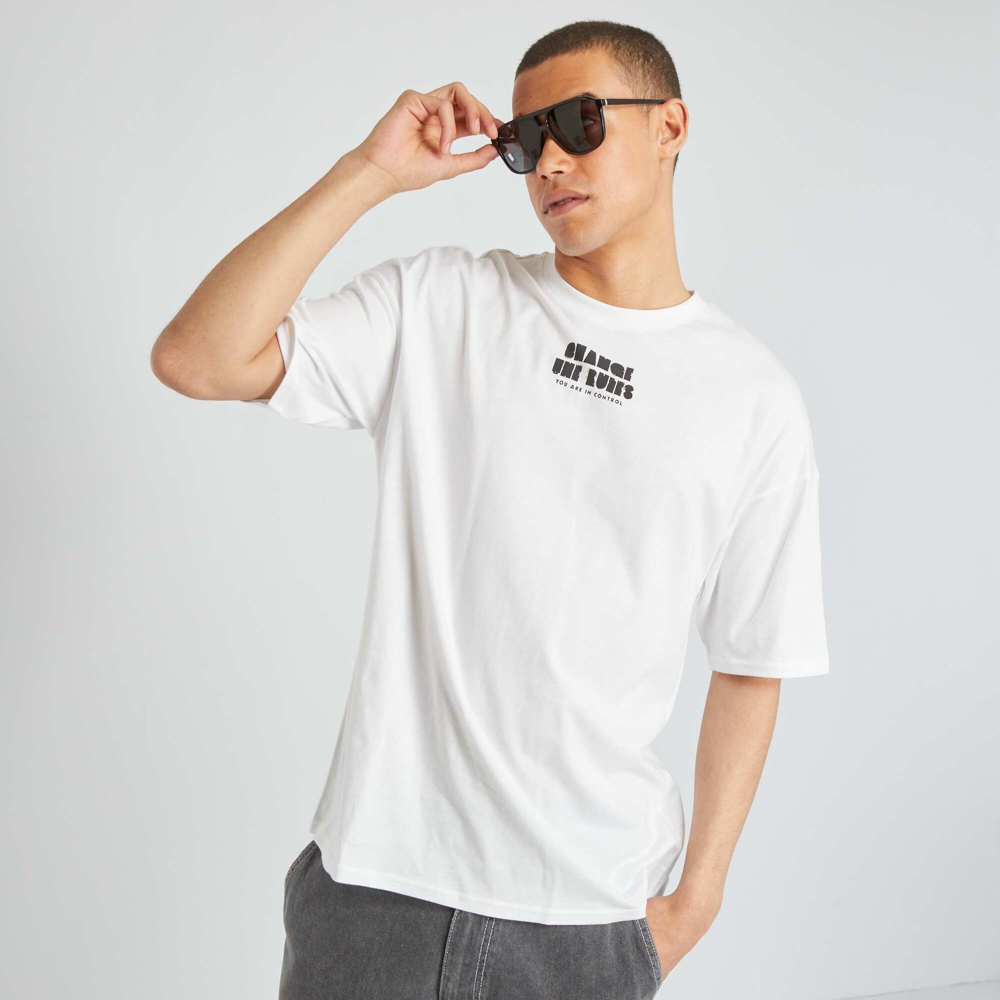 T-shirt manches courtes imprim Blanc