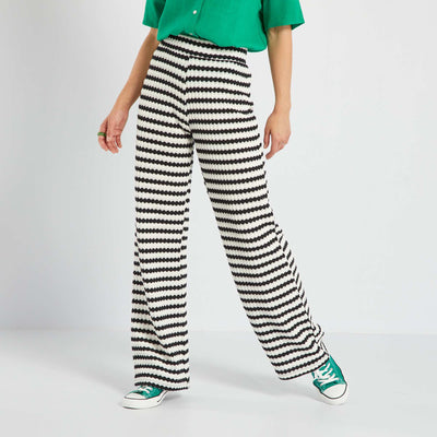 Pantalon flare/bootcut en maille crochet Noir