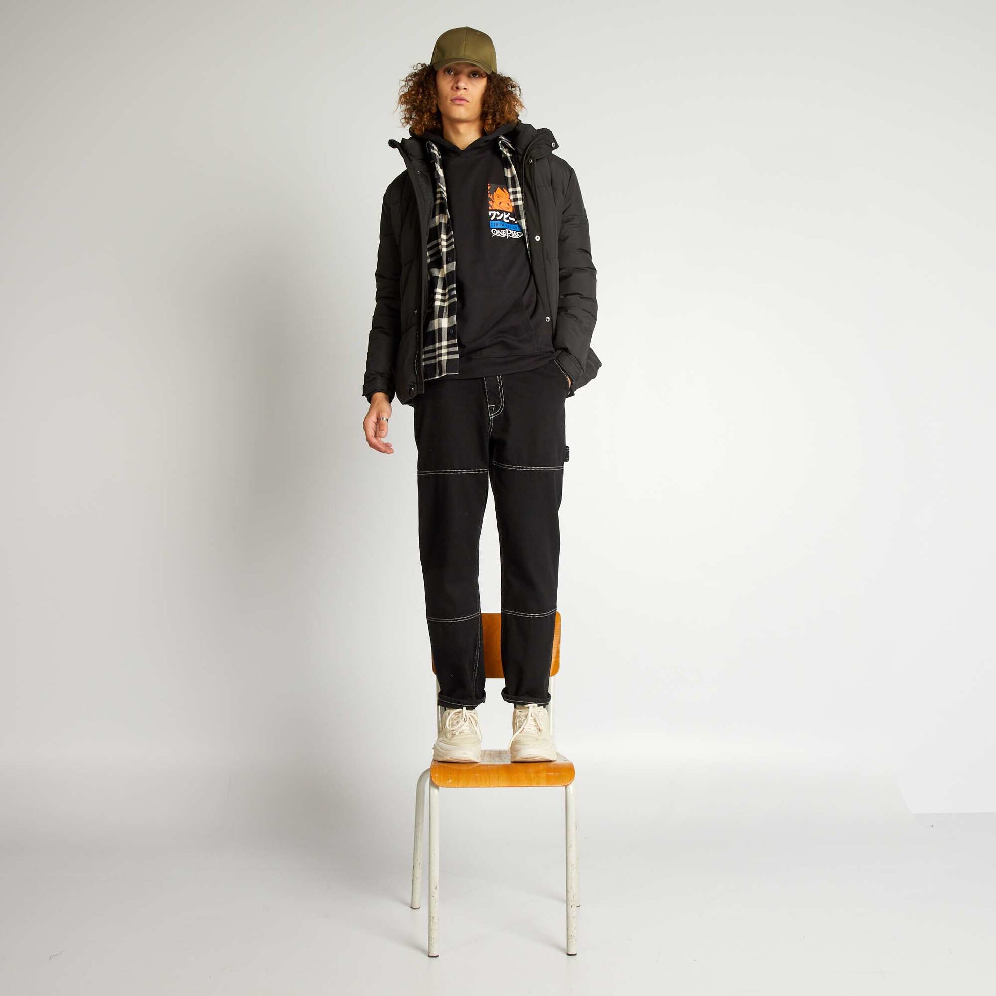 Doudoune capuche en ripstop noir