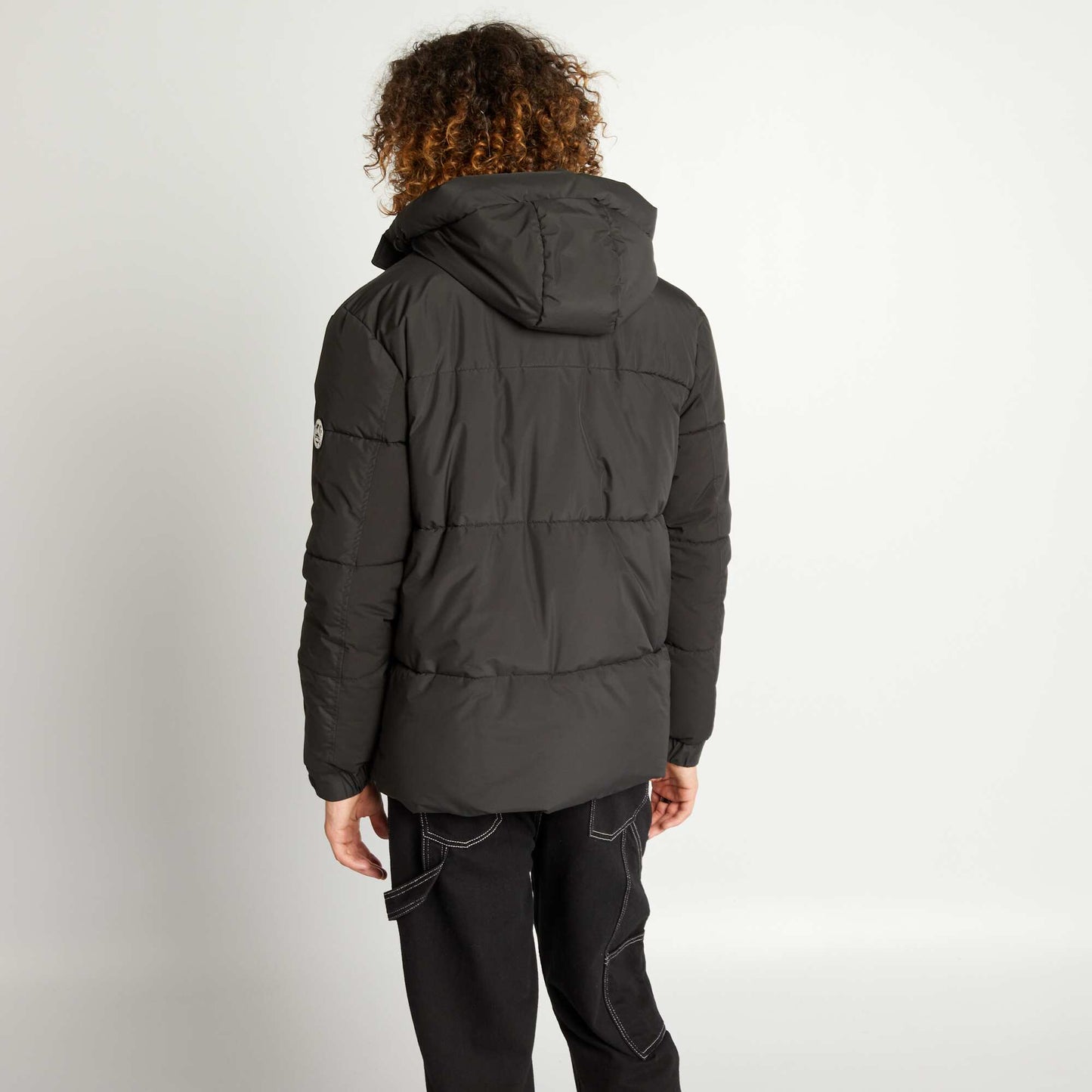 Doudoune capuche en ripstop noir