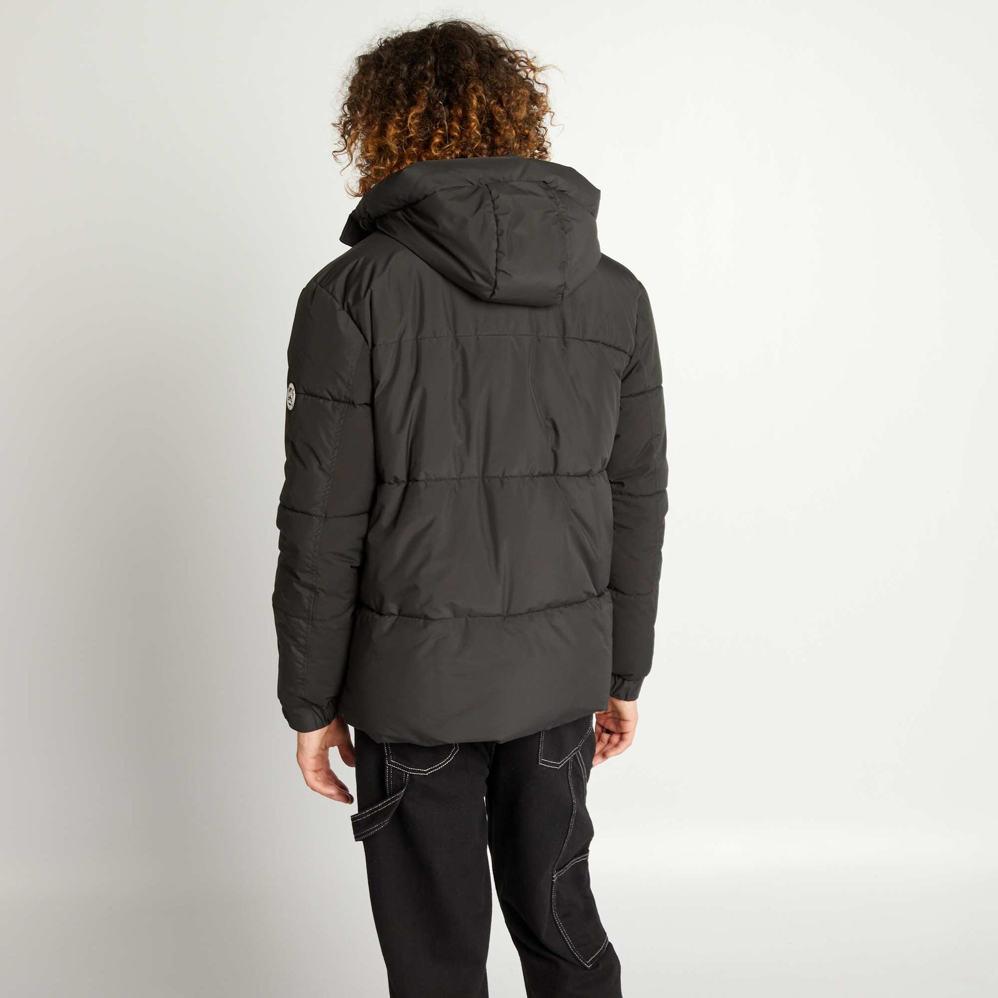Doudoune capuche en ripstop noir