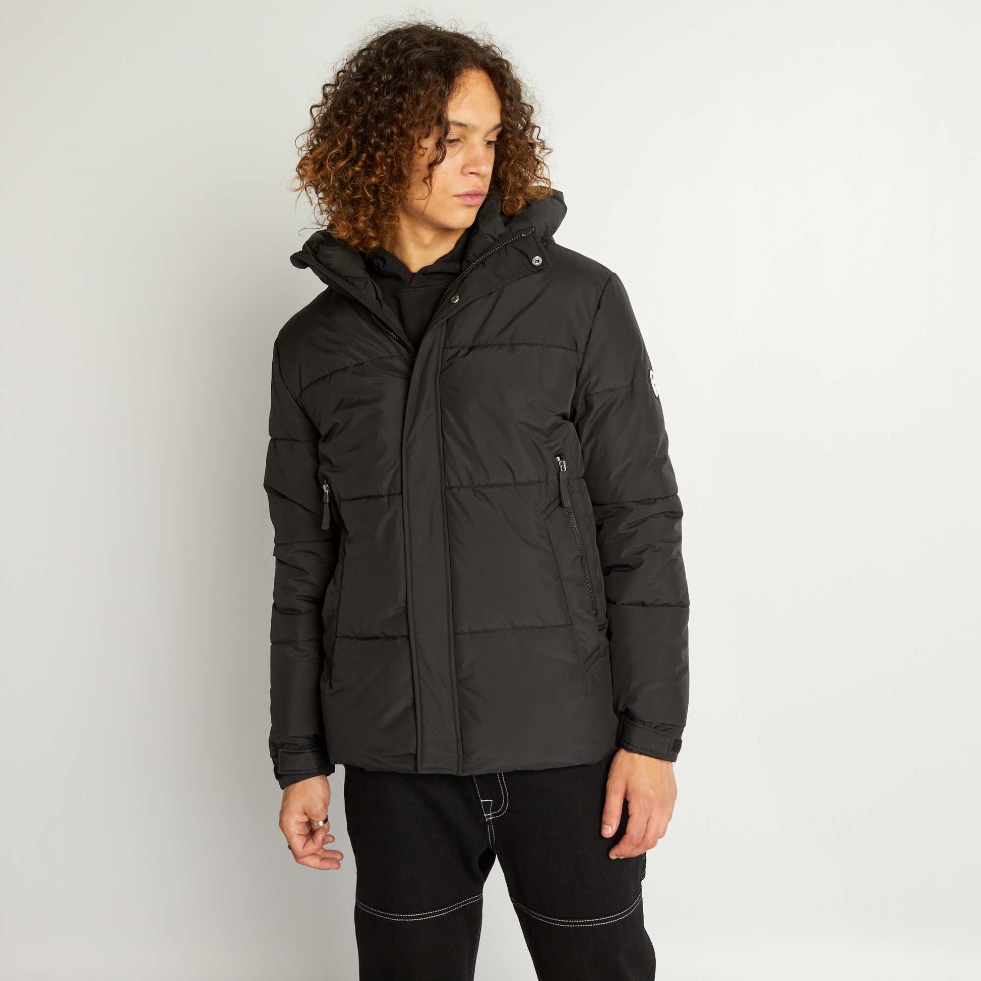 Doudoune capuche en ripstop noir