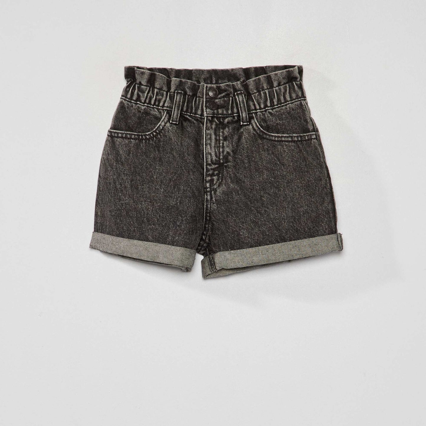 Short en jean avec revers Noir