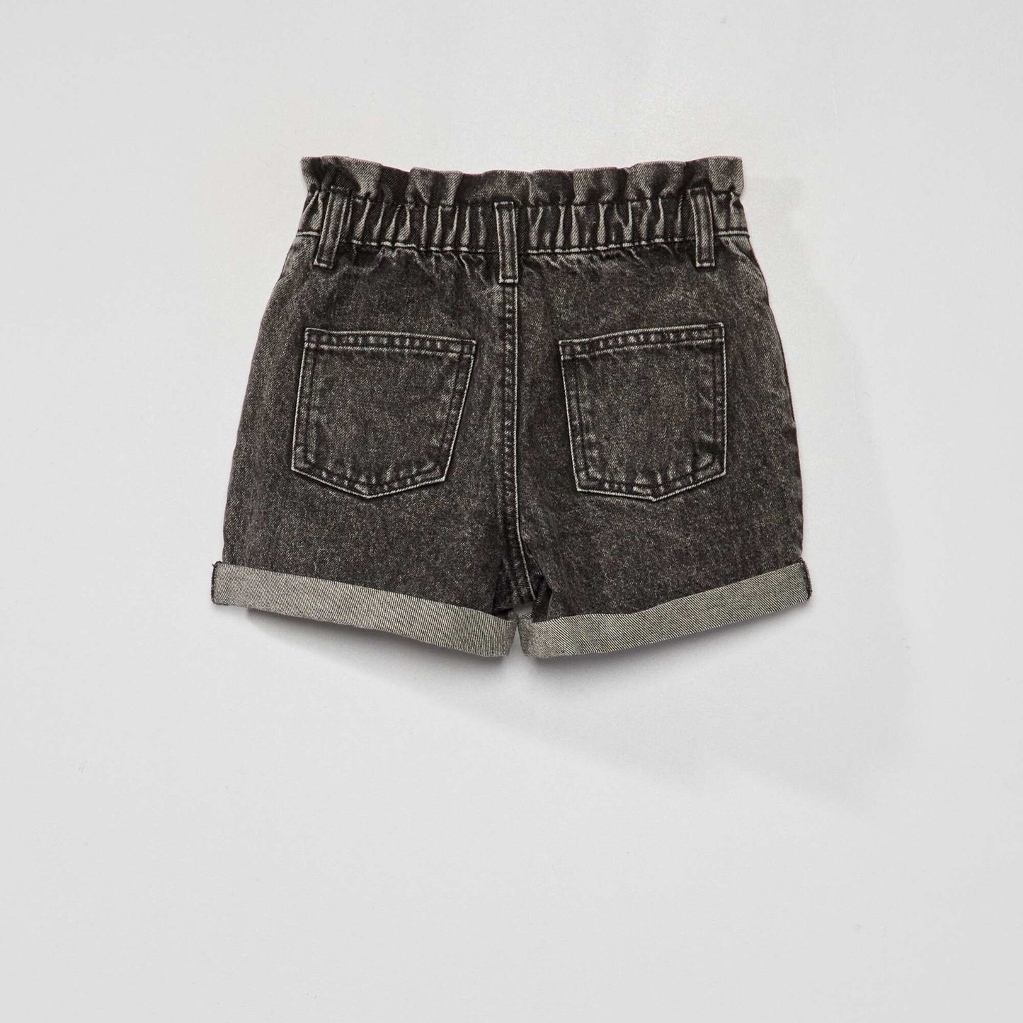 Short en jean avec revers Noir