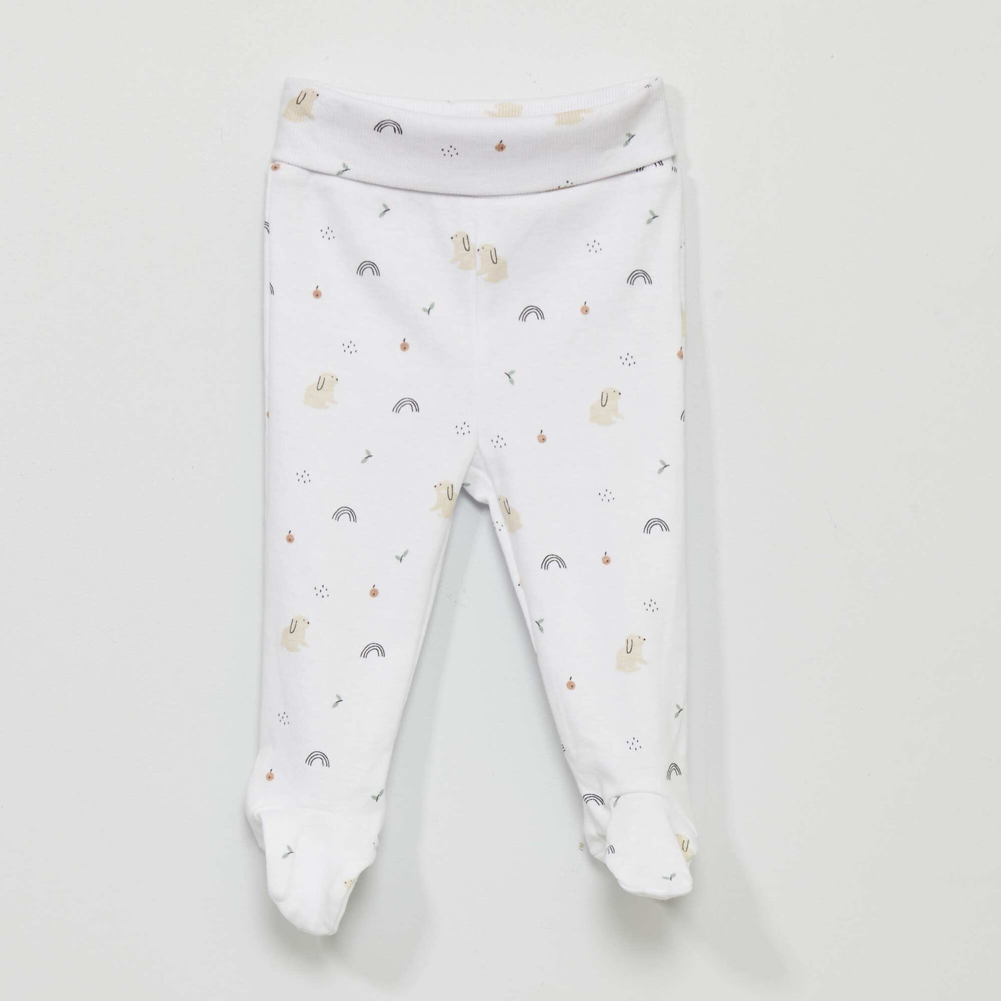 Lot de 2 leggings avec pieds Blanc/vert