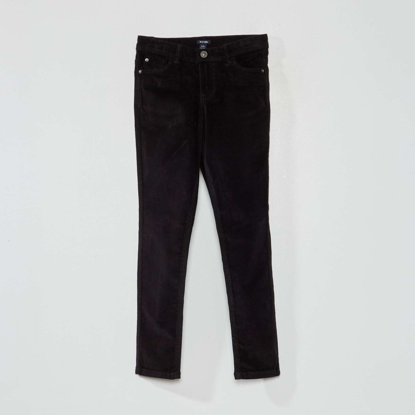 Pantalon skinny en velours uni noir
