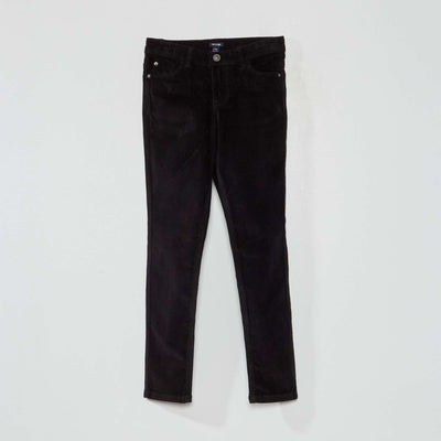 Pantalon skinny en velours uni noir