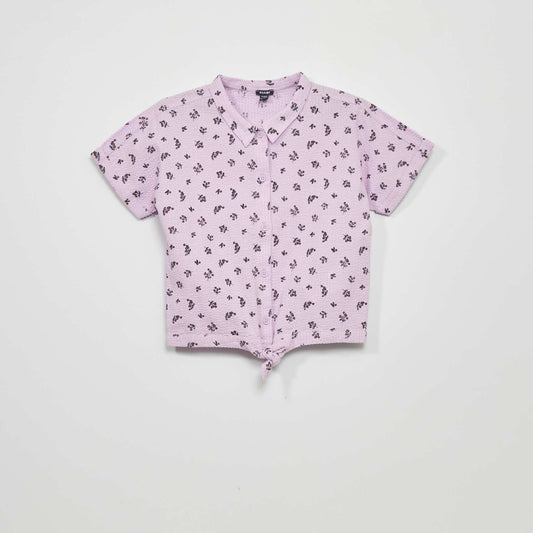 Chemisier en maille gaufr e Violet