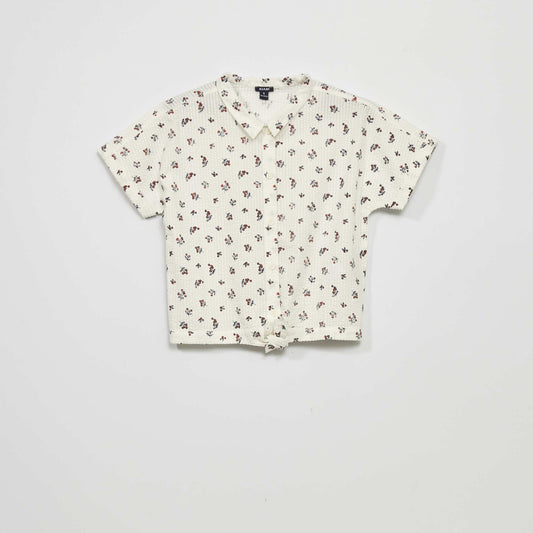 Chemisier en maille gaufr e Blanc