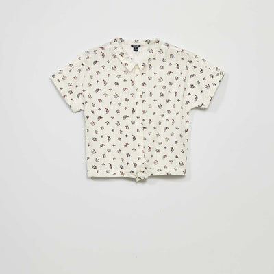 Chemisier en maille gaufr e Blanc