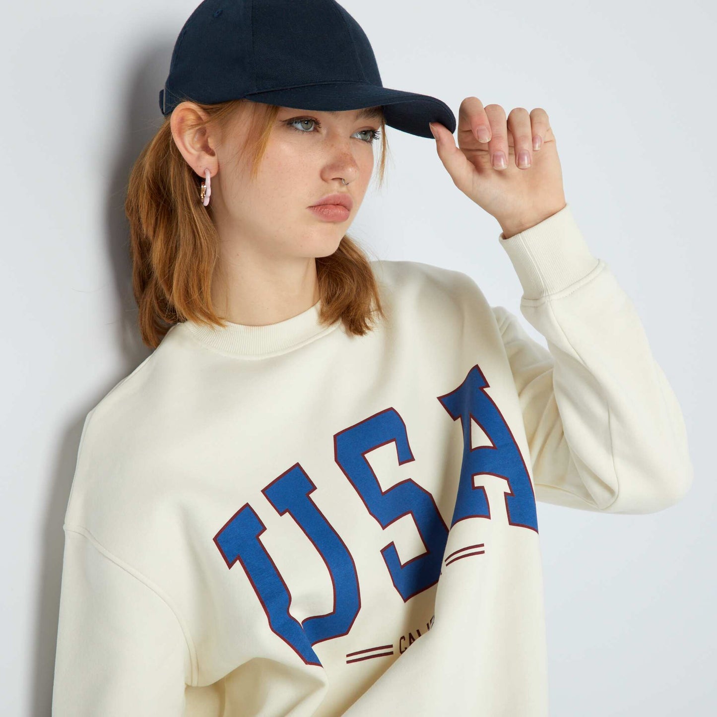 Sweat en molleton universit am ricaine Beige