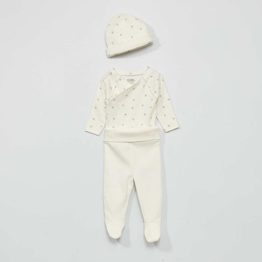 Ensemble body + legging + bonnet - 3 pi ces Blanc