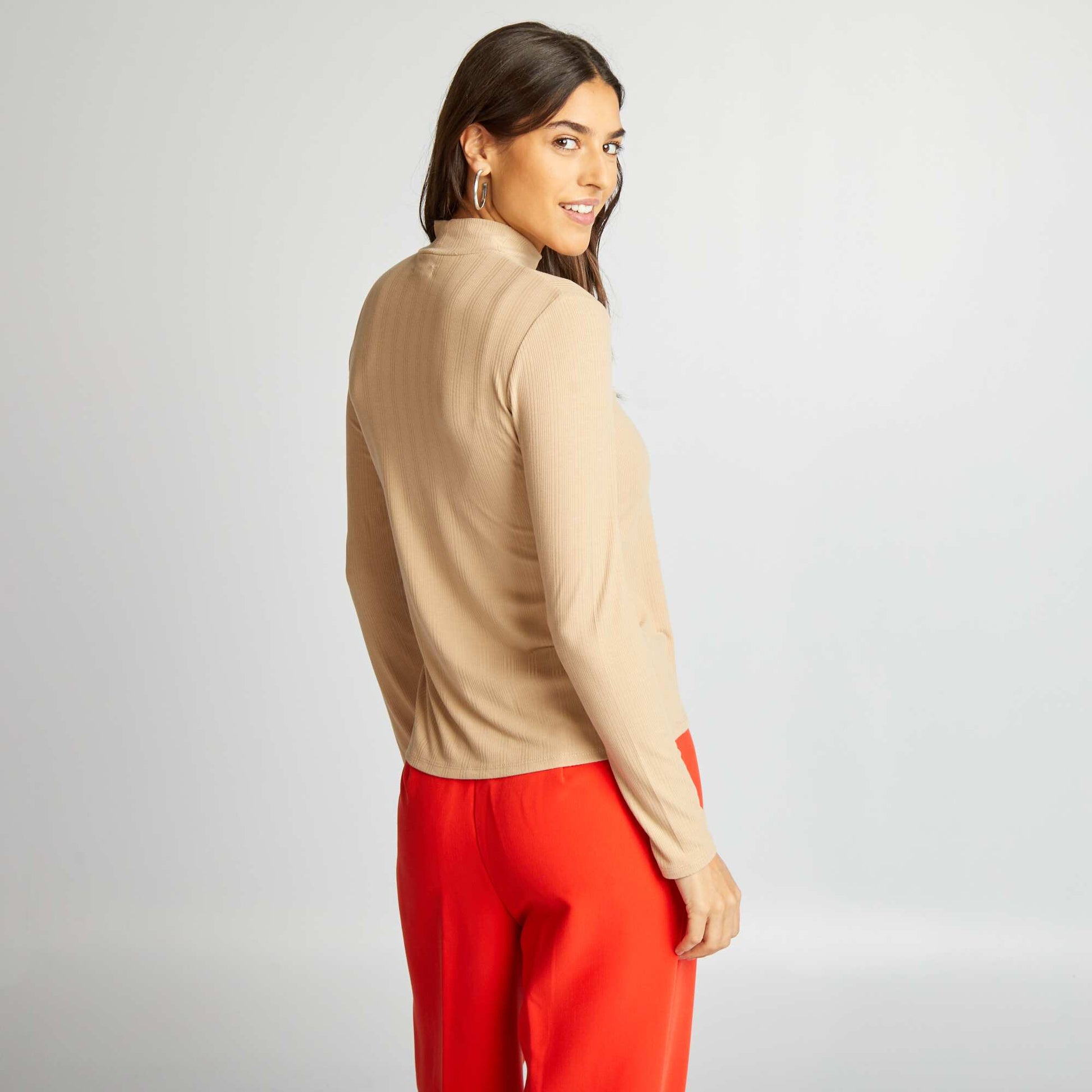 Sous-pull en maille c tel e Beige