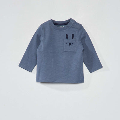 T-shirt en jersey manches longues Bleu