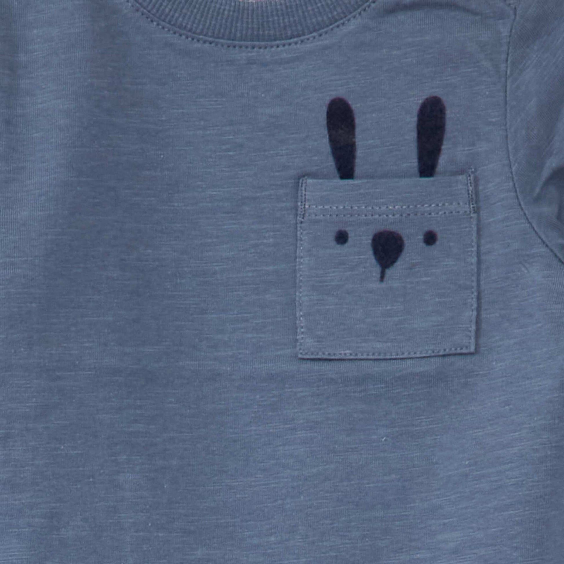 T-shirt en jersey manches longues Bleu