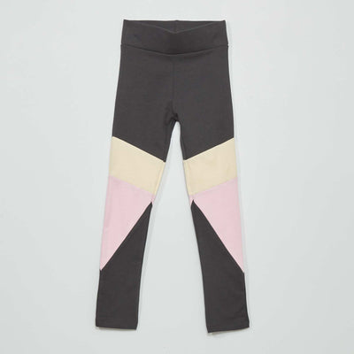 Legging long color block gris fonc