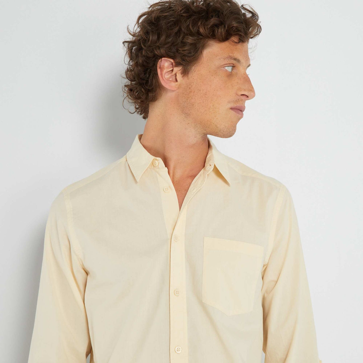 Chemise droite pur coton Jaune