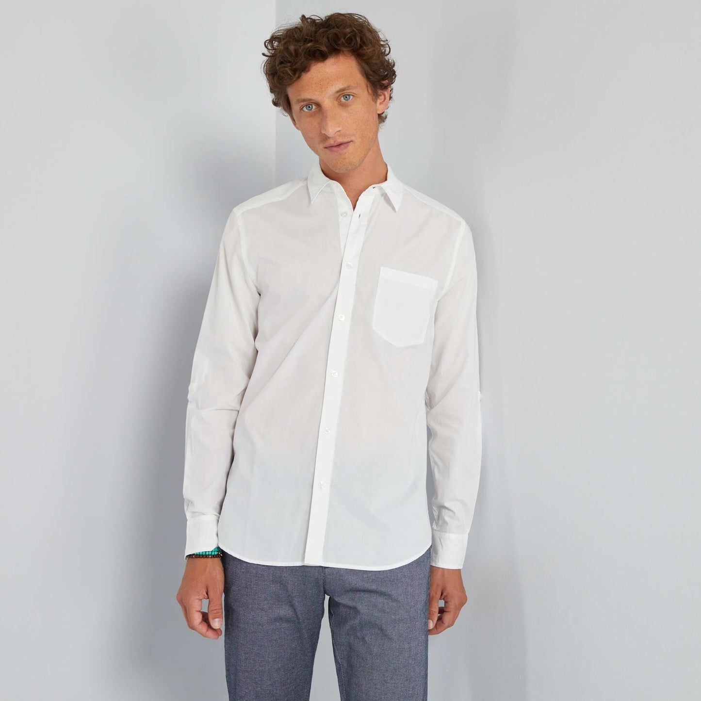 Chemise droite pur coton blanc