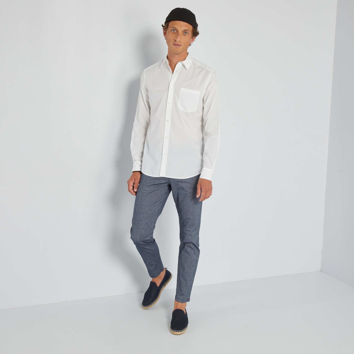 Chemise droite pur coton blanc