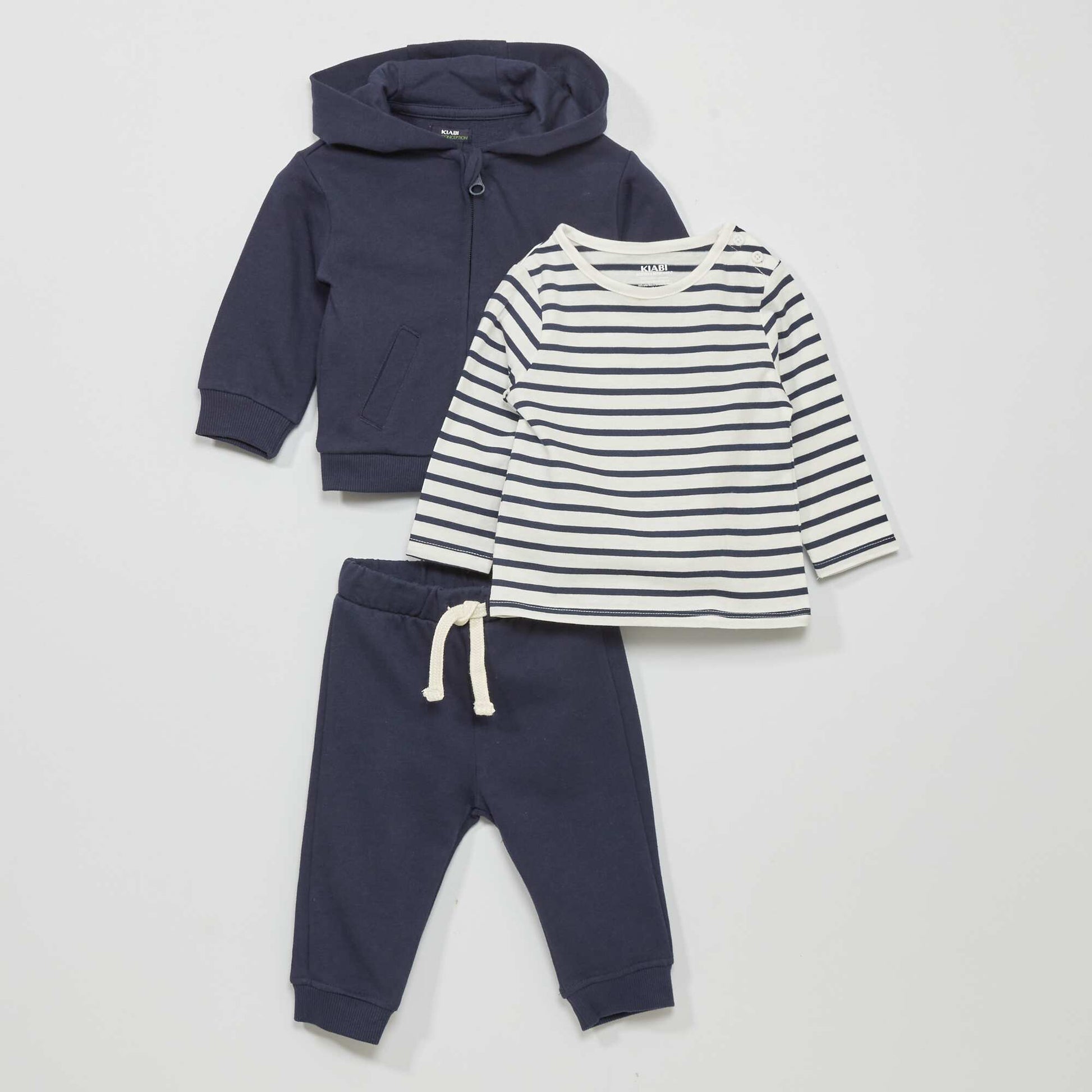 Ensemble t-shirt + sweat + jogging - 2 pi ces Bleu marine