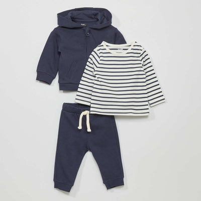 Ensemble t-shirt + sweat + jogging - 2 pi ces Bleu marine