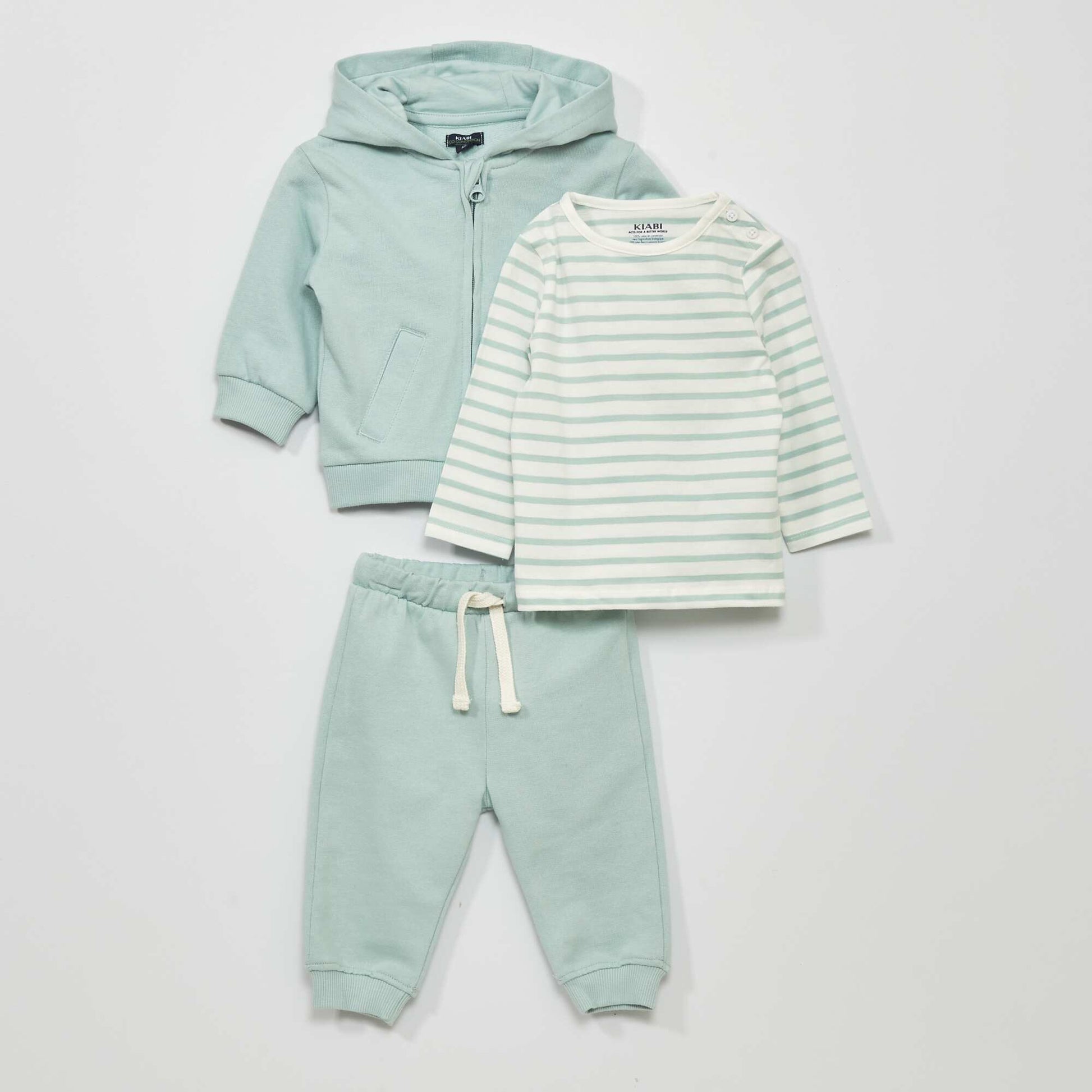 Ensemble t-shirt + sweat + jogging - 2 pi ces Bleu ciel