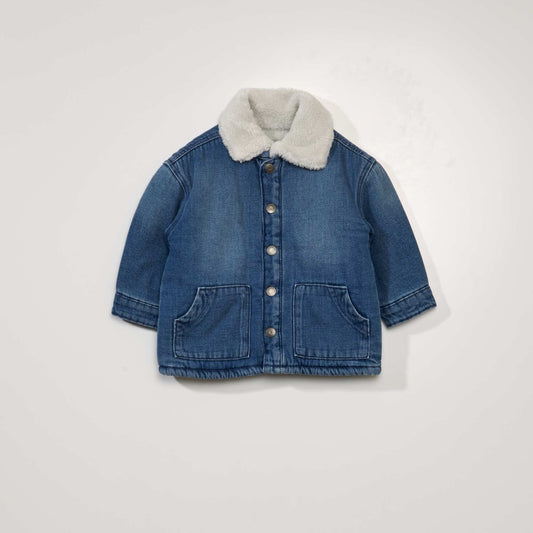 Blouson en jean doubl e en jersey Bleu