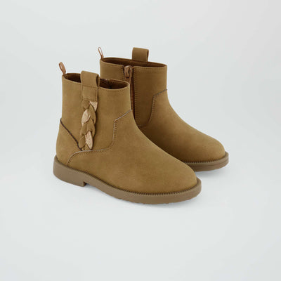 Bottines en suedine Marron