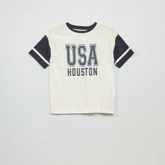 T-shirt imprim 'USA' 'Houston' Blanc