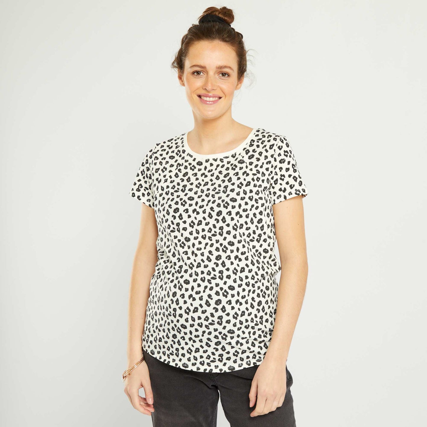 Tee-shirt d'allaitement avec zips invisibles Blanc l opard