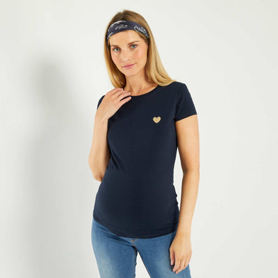 Tee-shirt grossesse coupe droite Bleu marine