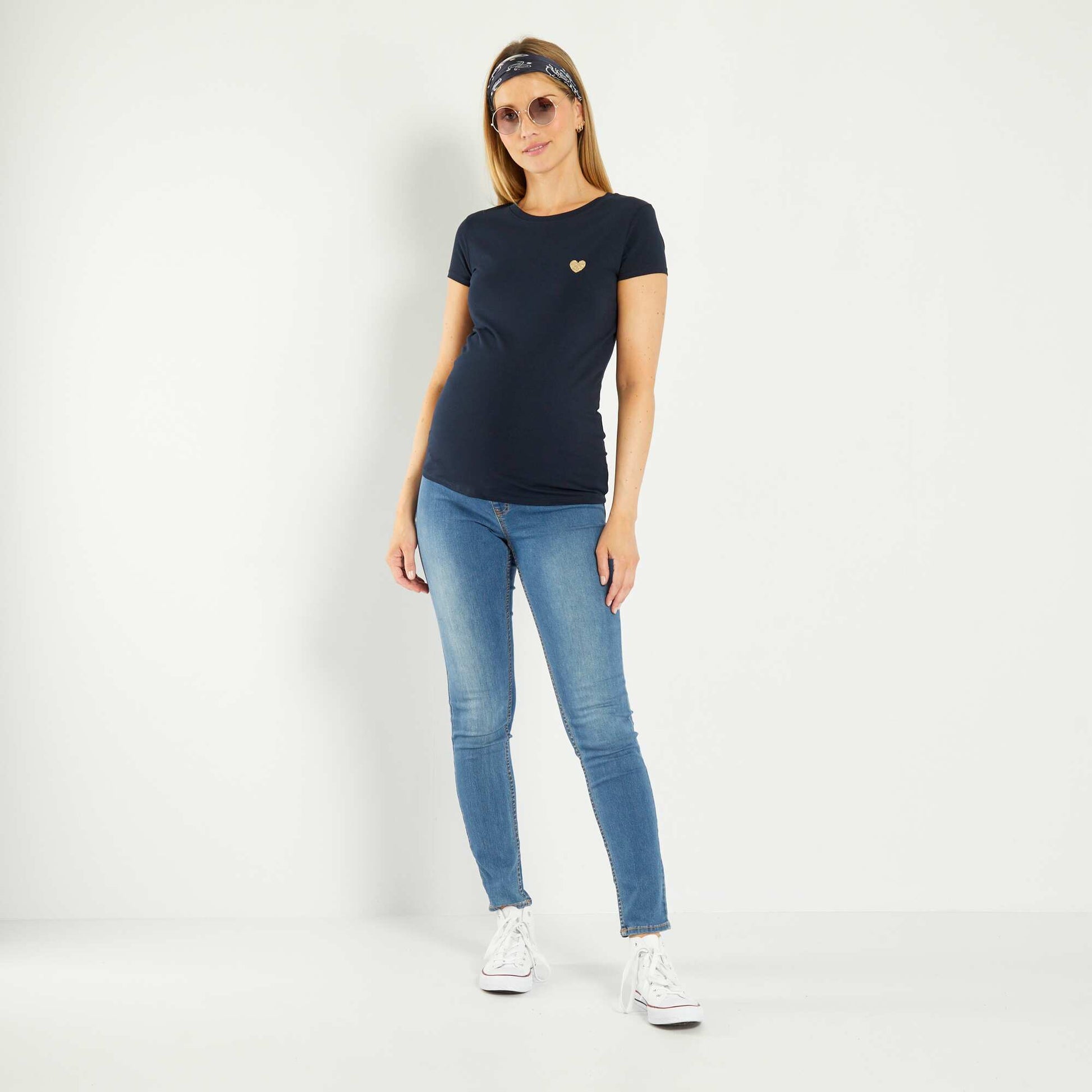 Tee-shirt grossesse coupe droite Bleu marine
